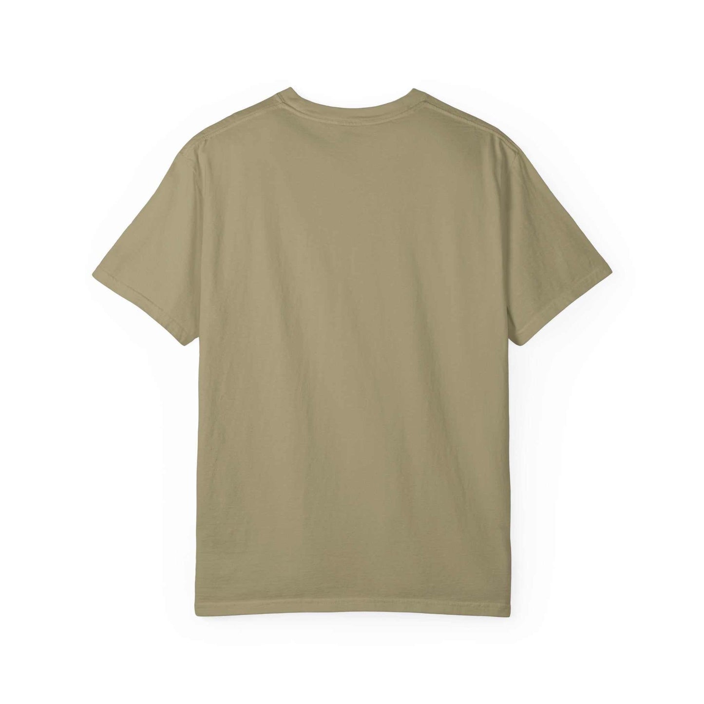 back view of beige Comfort Colors Motivational Stairway T-Shirt made of garment-dyed cotton with relaxed fit