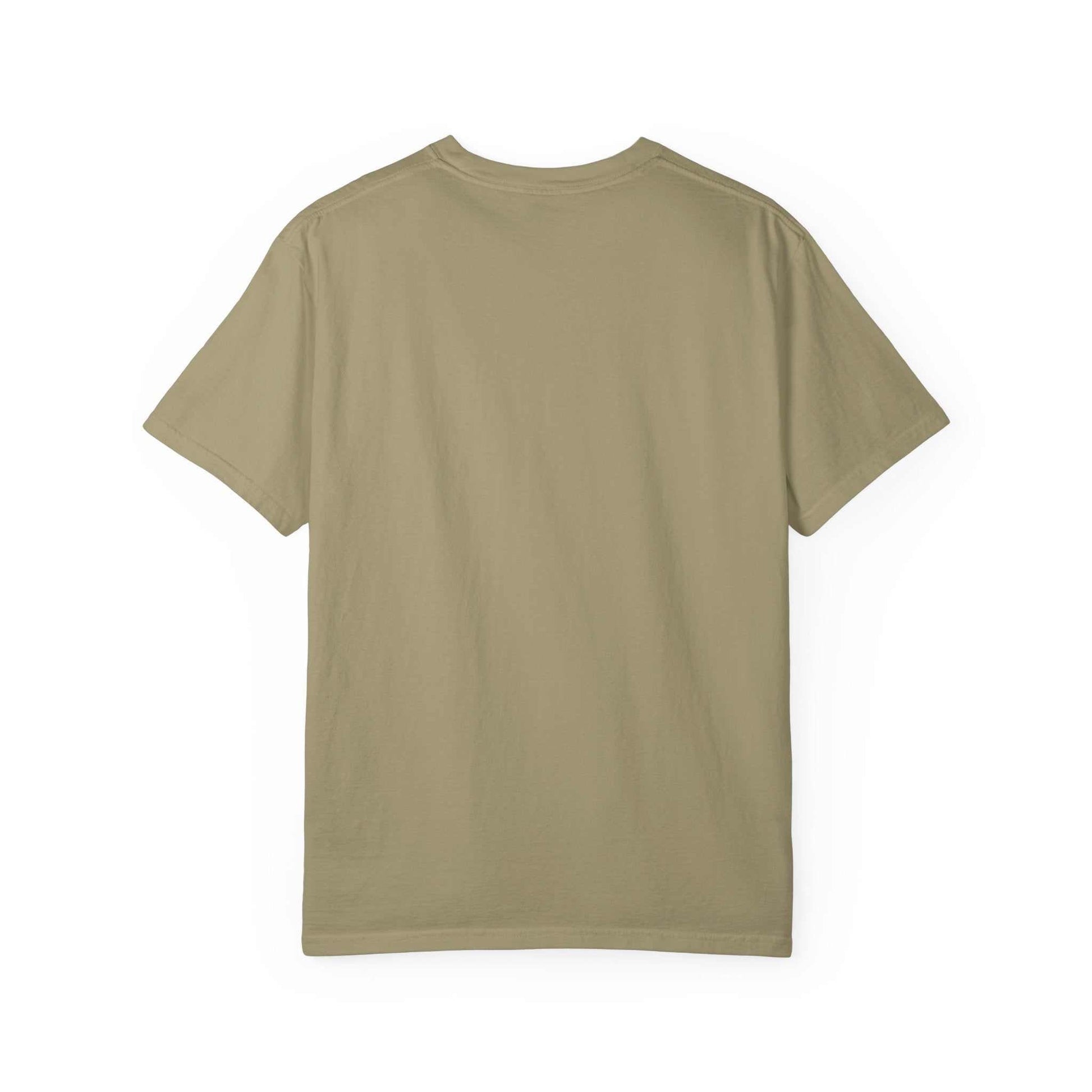 back view of beige Comfort Colors Motivational Stairway T-Shirt made of garment-dyed cotton with relaxed fit