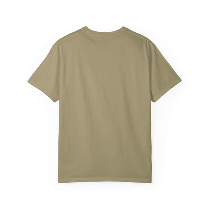 back view of beige Comfort Colors Motivational Stairway T-Shirt made of garment-dyed cotton with relaxed fit
