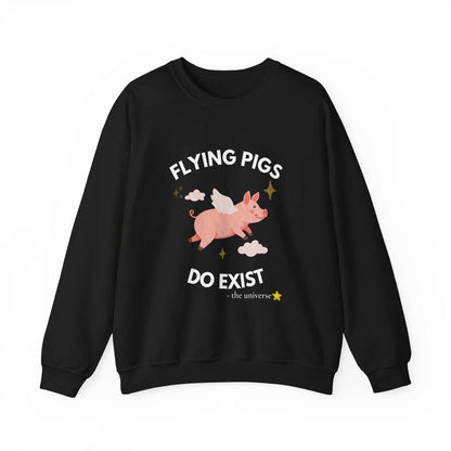 Flying Pigs Do Exist Sweatshirt — Cute Winged Pig Graphic Crewneck