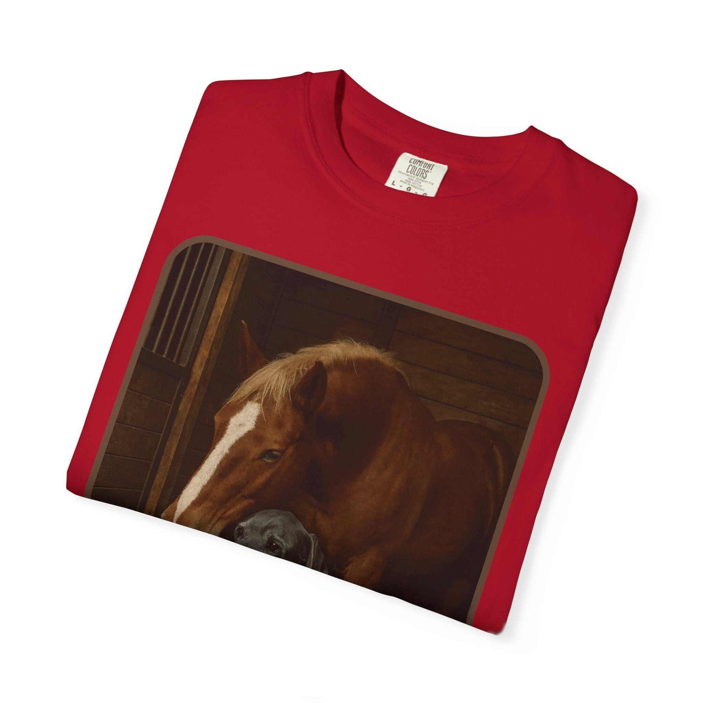 Comfort Colors 1717 red Animal Rescue T-Shirt with horse, dog, and cat vintage design