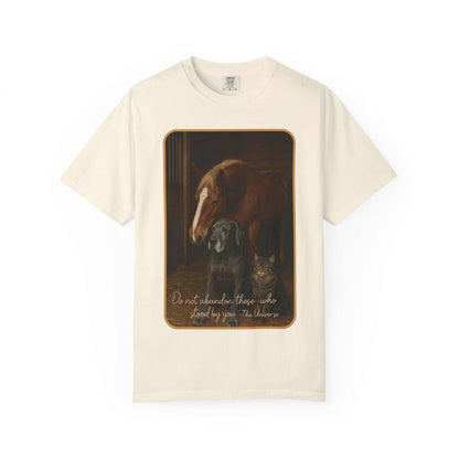 Comfort Colors animal rescue graphic tee with horse, dog, cat and inspirational quote