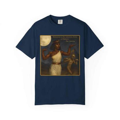 Navy Comfort Colors graphic t-shirt with vintage Egyptian art and quote, Youniverses store