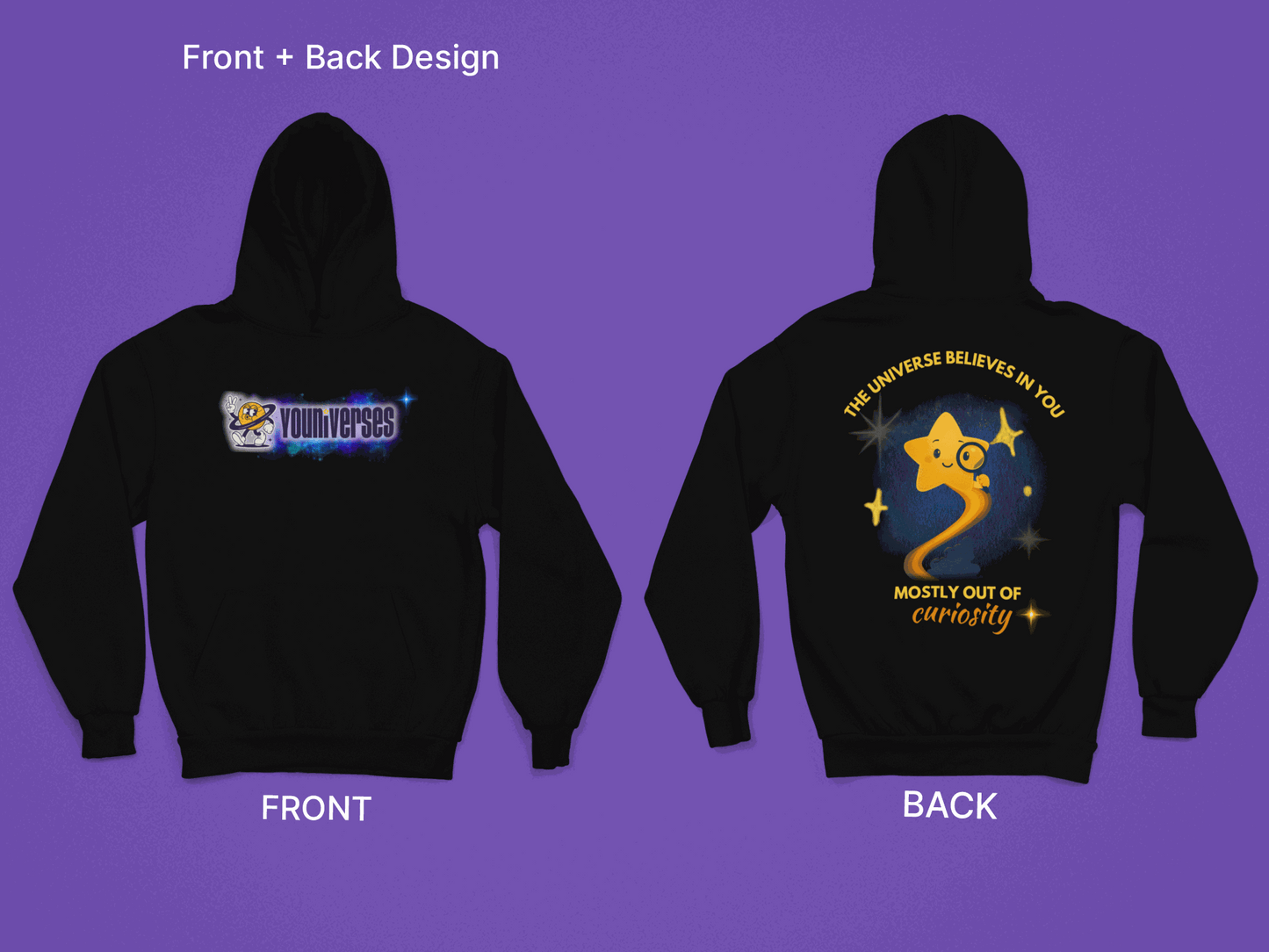 Youniverses Curiosity Star Hoodie – Unisex Fleece Space Pullover - Youniverses