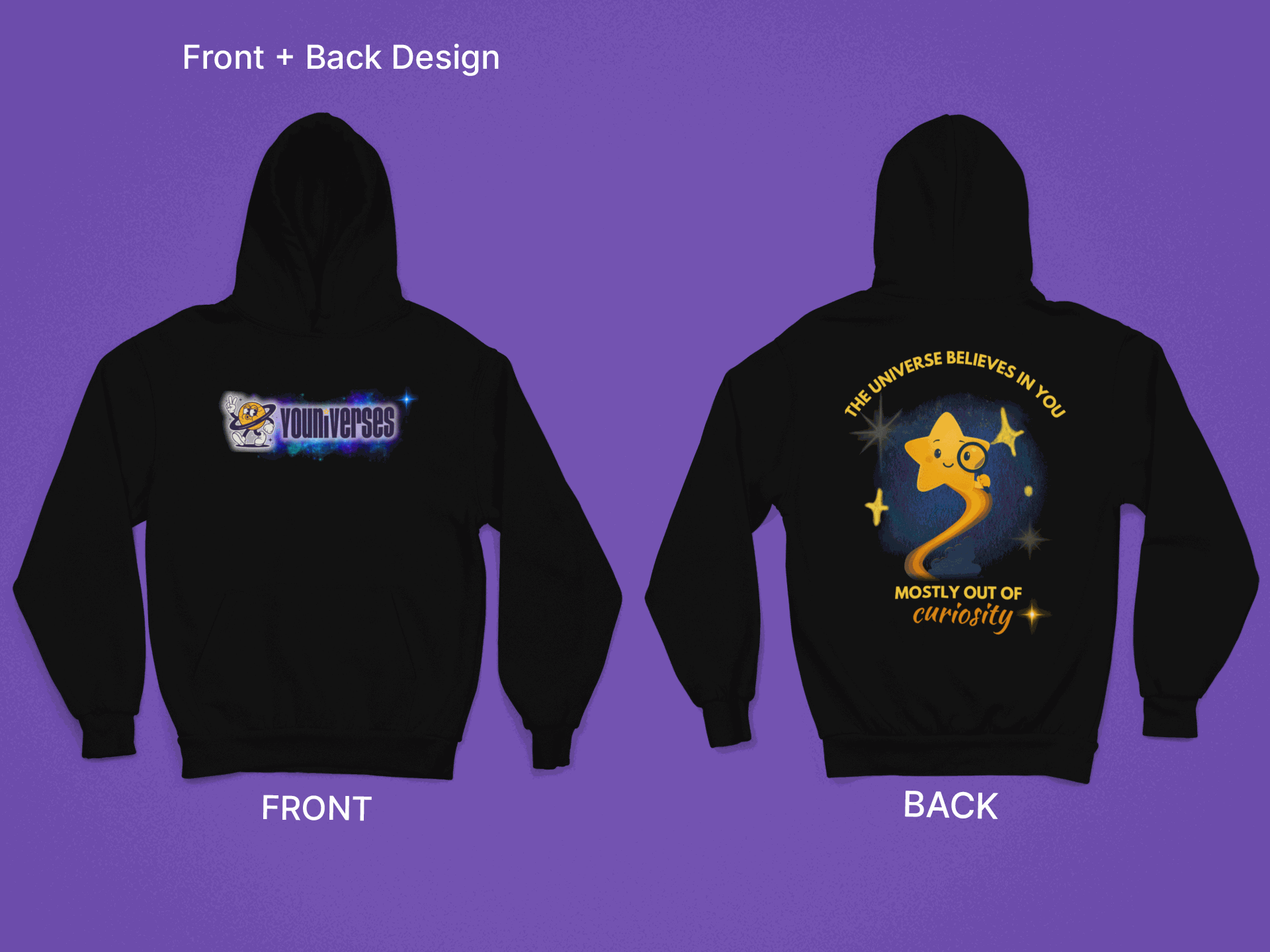 Youniverses Curiosity Star Hoodie – Unisex Fleece Space Pullover - Youniverses