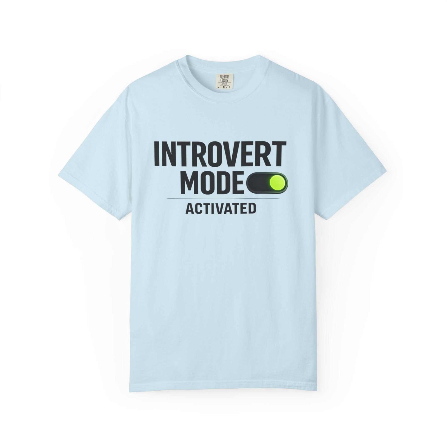 Light blue t-shirt with 'Introvert Mode Activated' text, perfect for casual wear from Youniverses