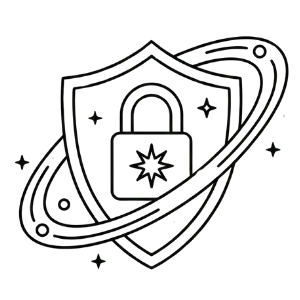 Shield with a lock icon on a white background