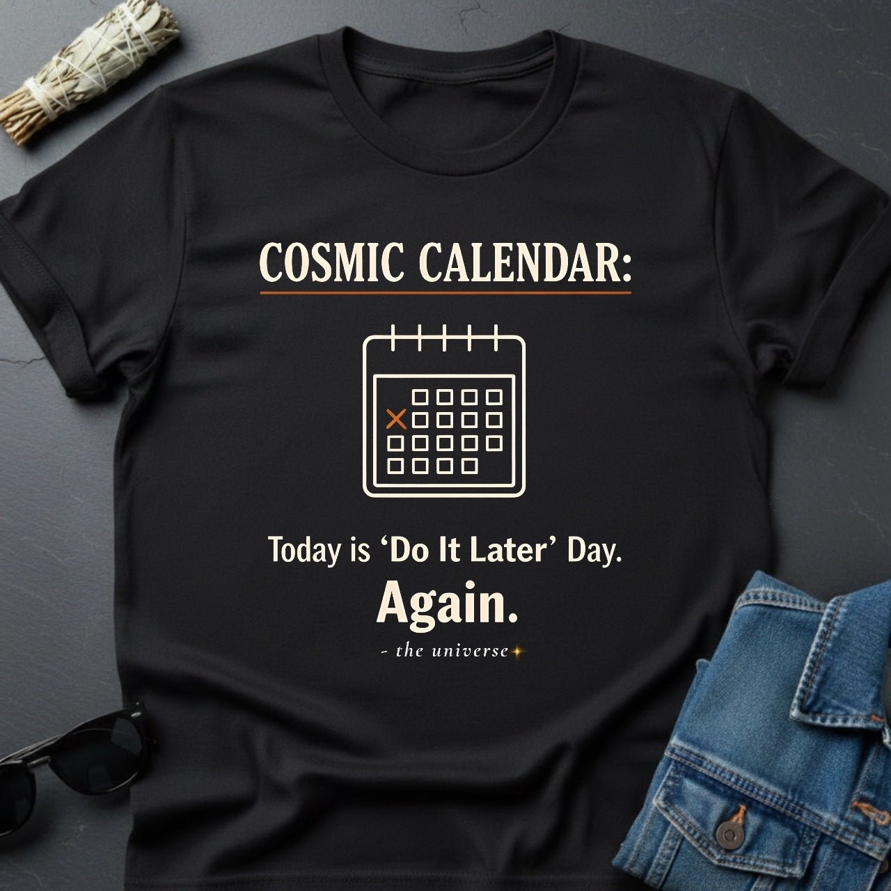 Cosmic Calendar: Today is 'Do It Later' Day. Again. Graphic T-Shirt - Youniverses