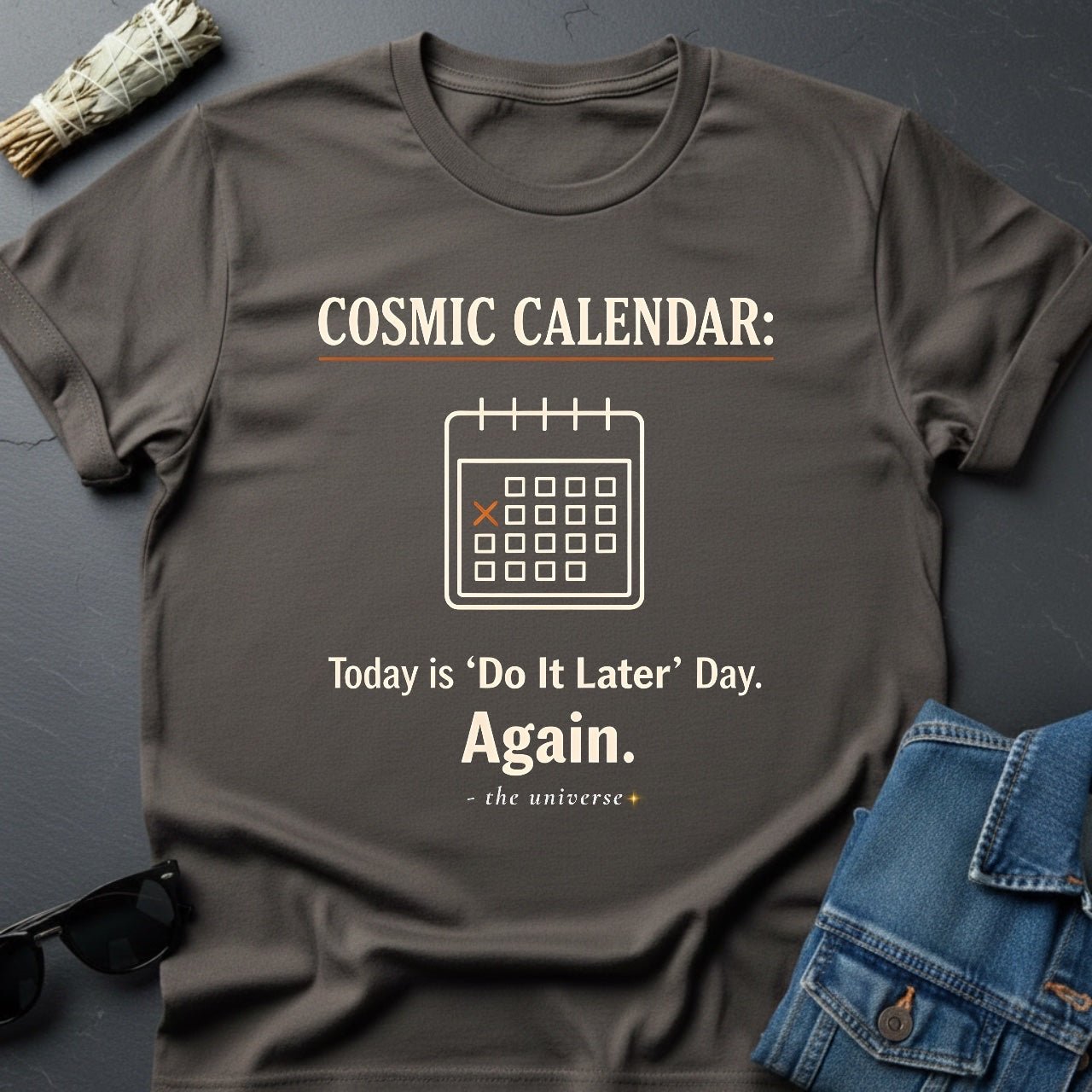 Cosmic Calendar: Today is 'Do It Later' Day. Again. Graphic T-Shirt - Youniverses