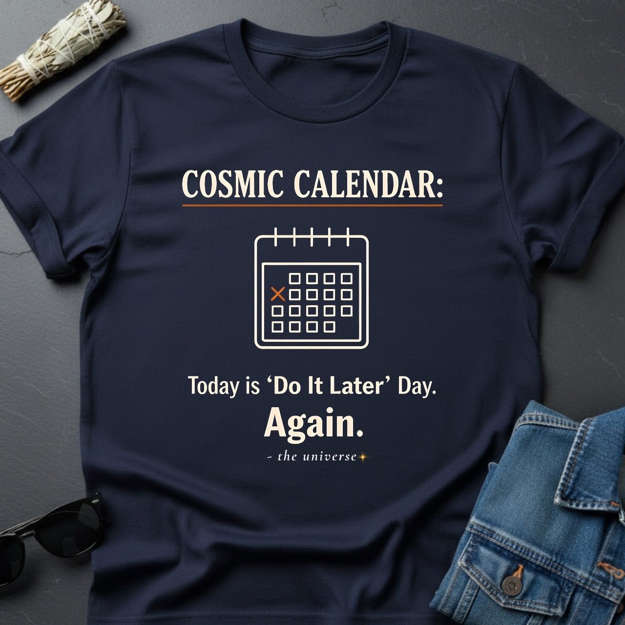 Cosmic Calendar: Today is 'Do It Later' Day. Again. Graphic T-Shirt - Youniverses