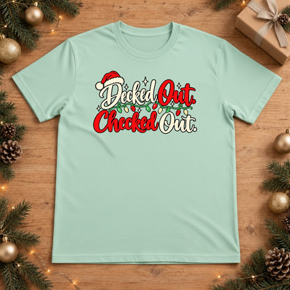 Decked Out Checked Out Christmas T-shirt - Chalky Mint