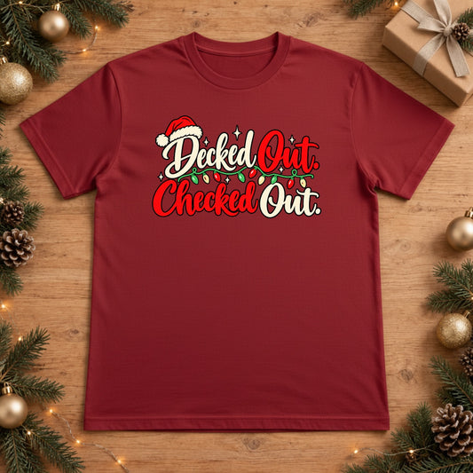 Decked Out Checked Out Christmas T-shirt - Red