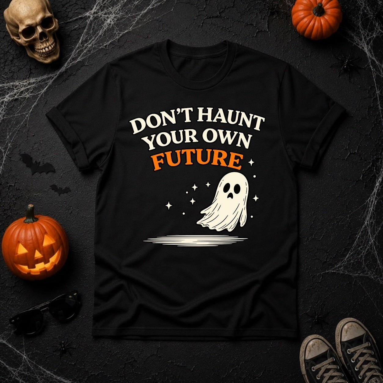 Don't Haunt Your Own Future Ghost T-Shirt - Black