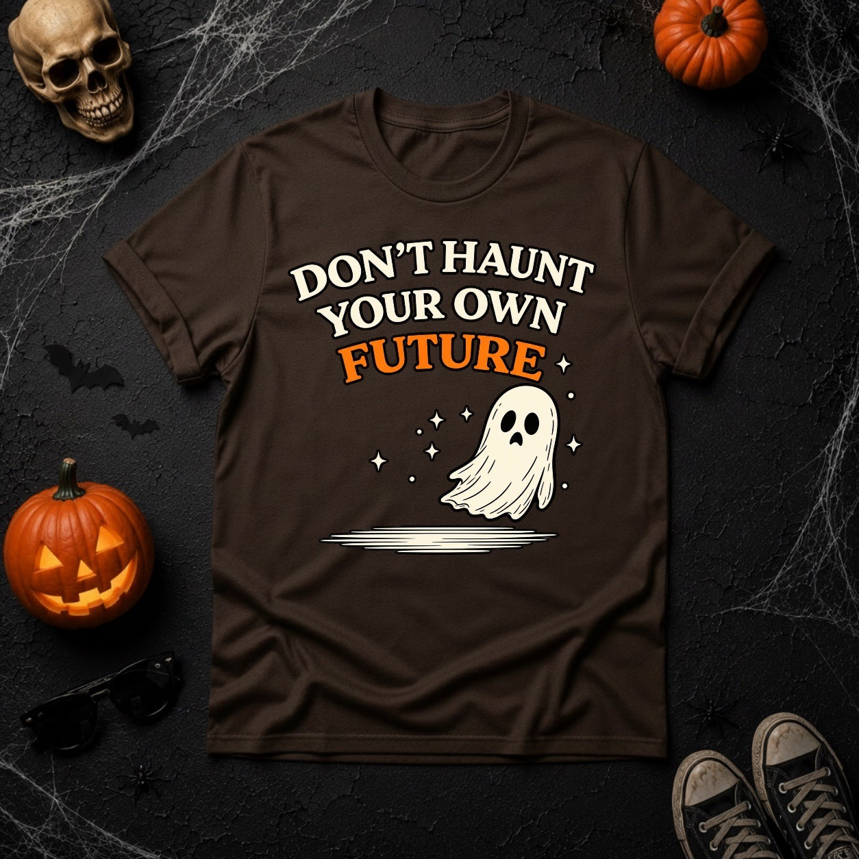 Don't Haunt Your Own Future Ghost T-Shirt - Espresso
