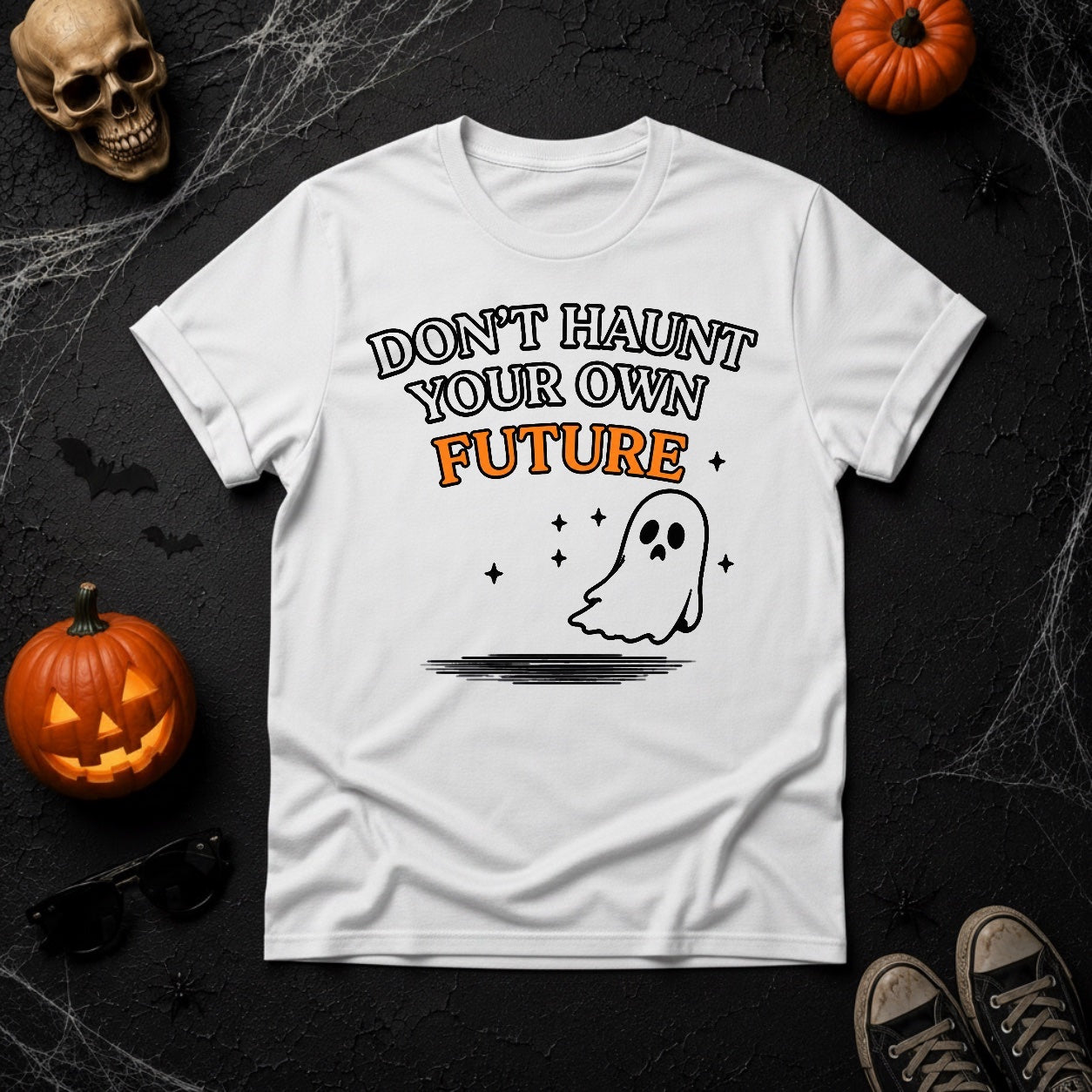 Don't Haunt Your Own Future Ghost T-Shirt - White