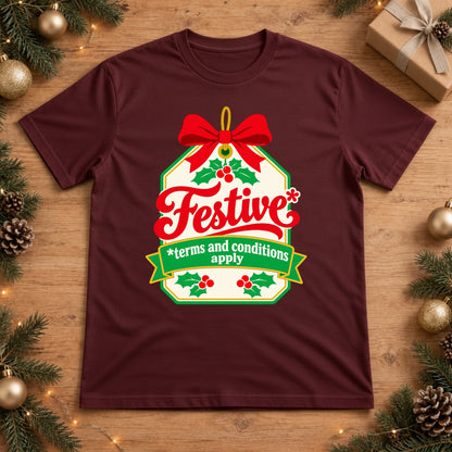 Festive Holiday Tag with Red Bow and Holly Accents - Chili