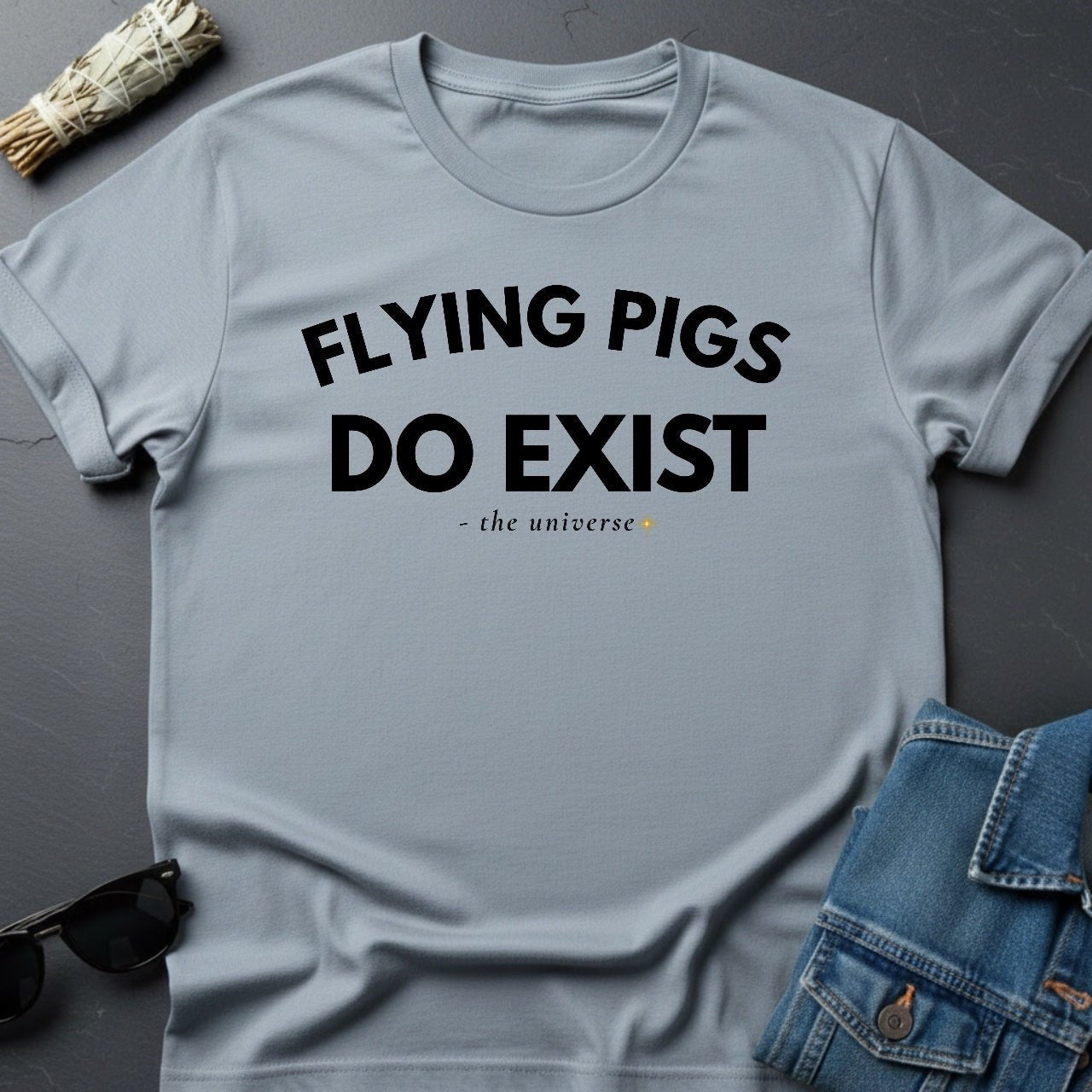 Flying Pigs Do Exist - Sarcastic Minimalist T-Shirt | Youniverses - Youniverses