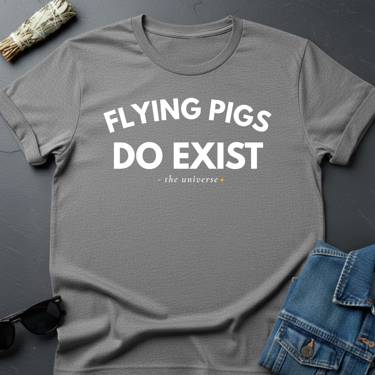 Flying Pigs Do Exist - Sarcastic Minimalist T-Shirt | Youniverses - Youniverses