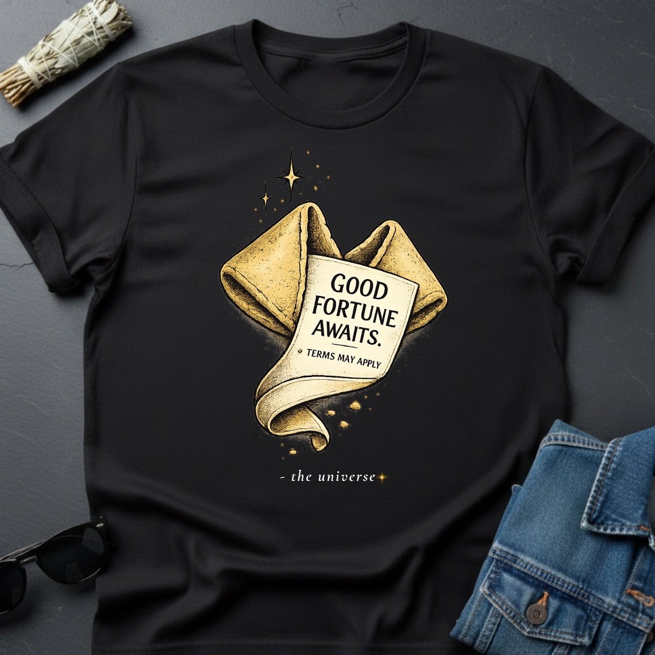 Good Fortune Awaits Fortune Cookie Graphic T-Shirt - Youniverses