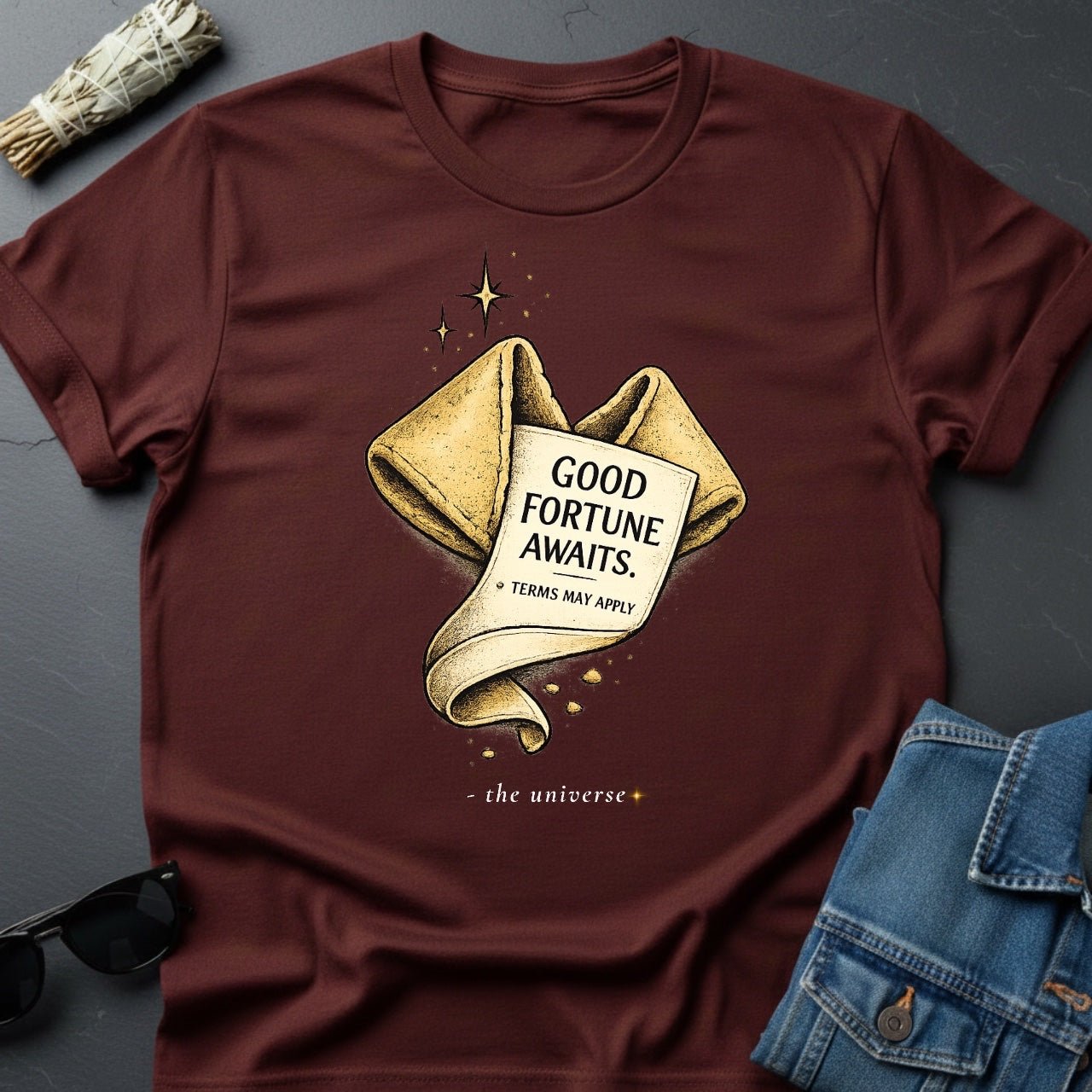 Good Fortune Awaits Fortune Cookie Graphic T-Shirt - Youniverses