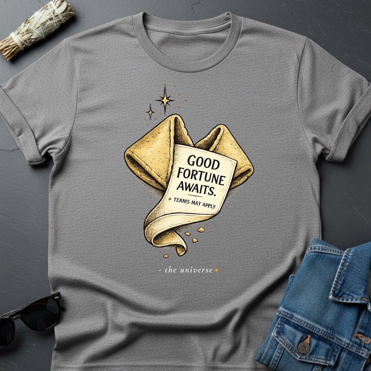Good Fortune Awaits Fortune Cookie Graphic T-Shirt - Youniverses