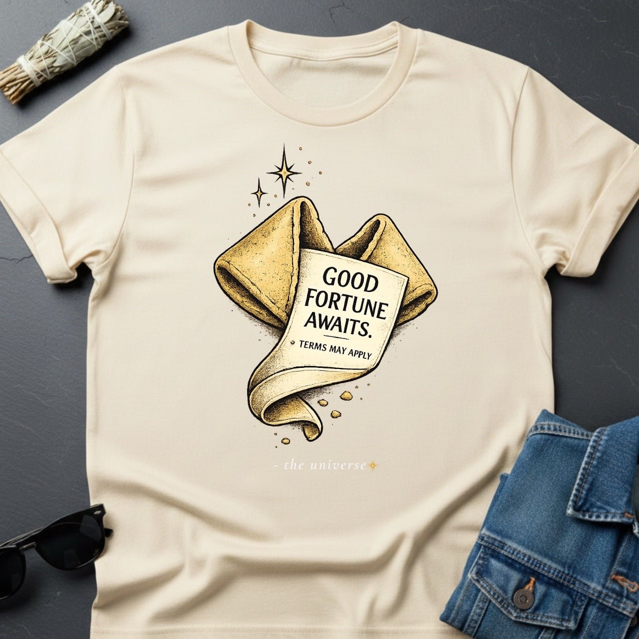 Good Fortune Awaits Fortune Cookie Graphic T-Shirt - Youniverses