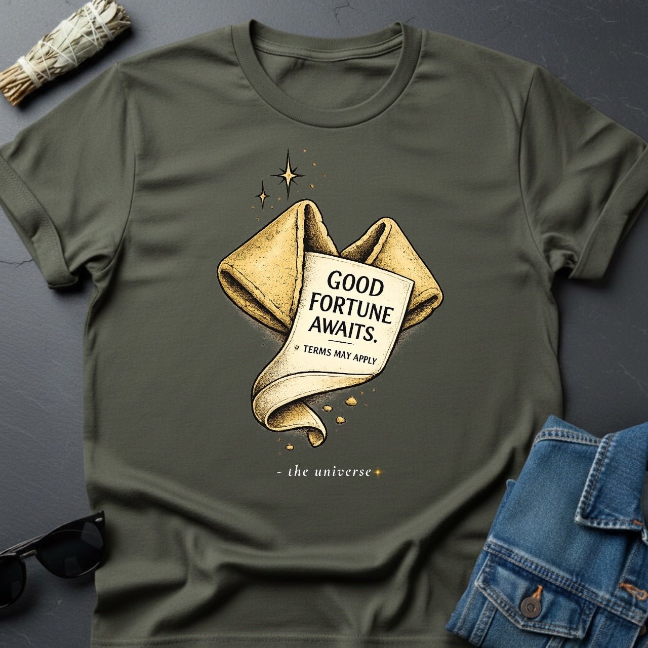 Good Fortune Awaits Fortune Cookie Graphic T-Shirt - Youniverses