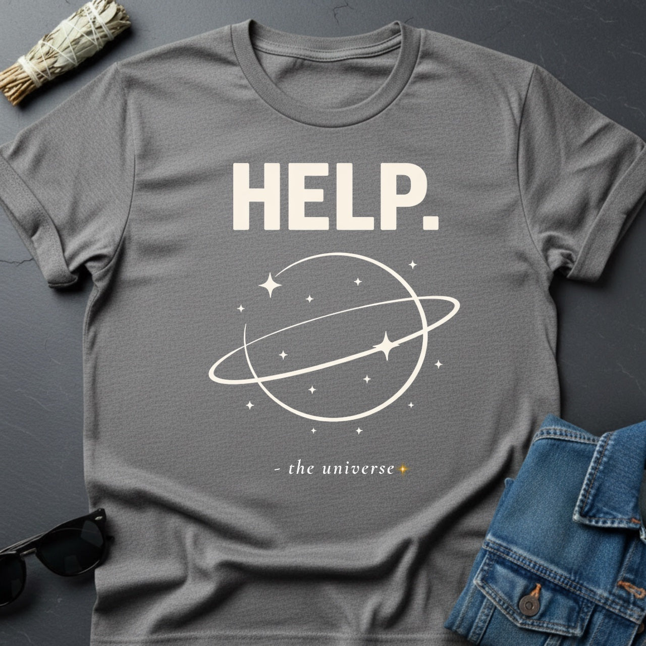HELP. – Minimalist Sarcastic T-Shirt | Youniverses - Youniverses