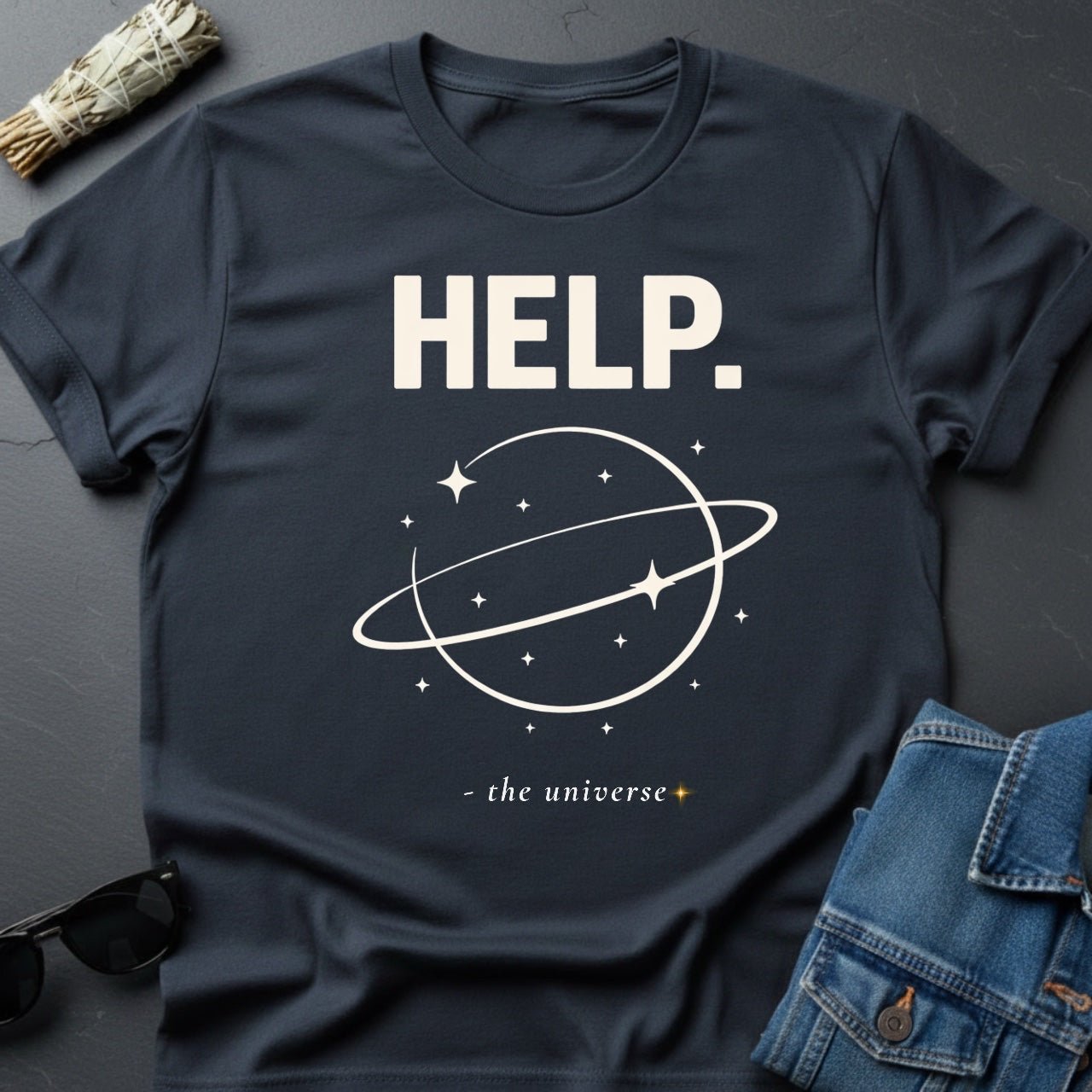 HELP. – Minimalist Sarcastic T-Shirt | Youniverses - Youniverses