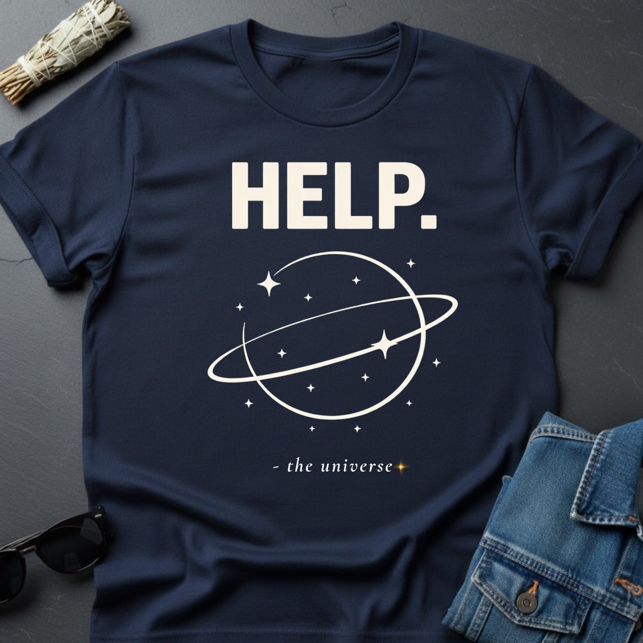 HELP. – Minimalist Sarcastic T-Shirt | Youniverses - Youniverses