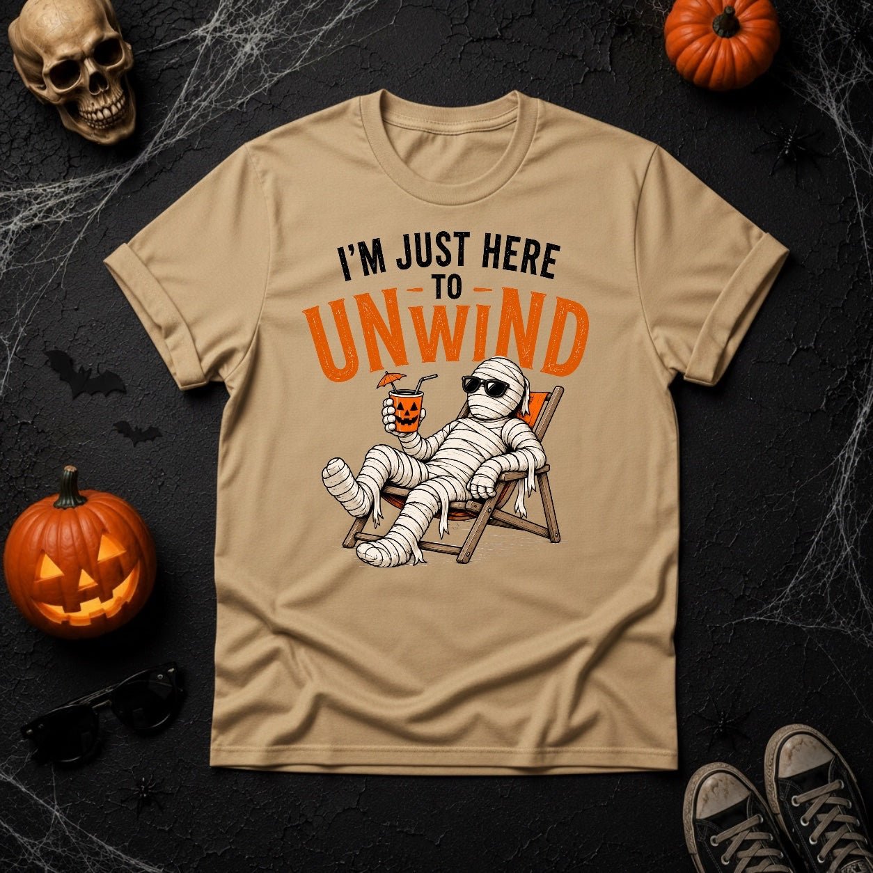 I'm Just Here To Unwind Mummy Halloween T-Shirt - Youniverses
