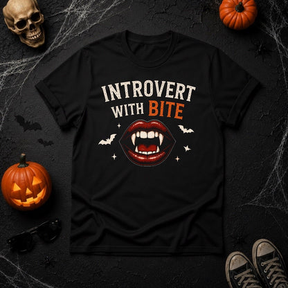 Introvert With Bite Vampire Lips Graphic T-Shirt - Youniverses