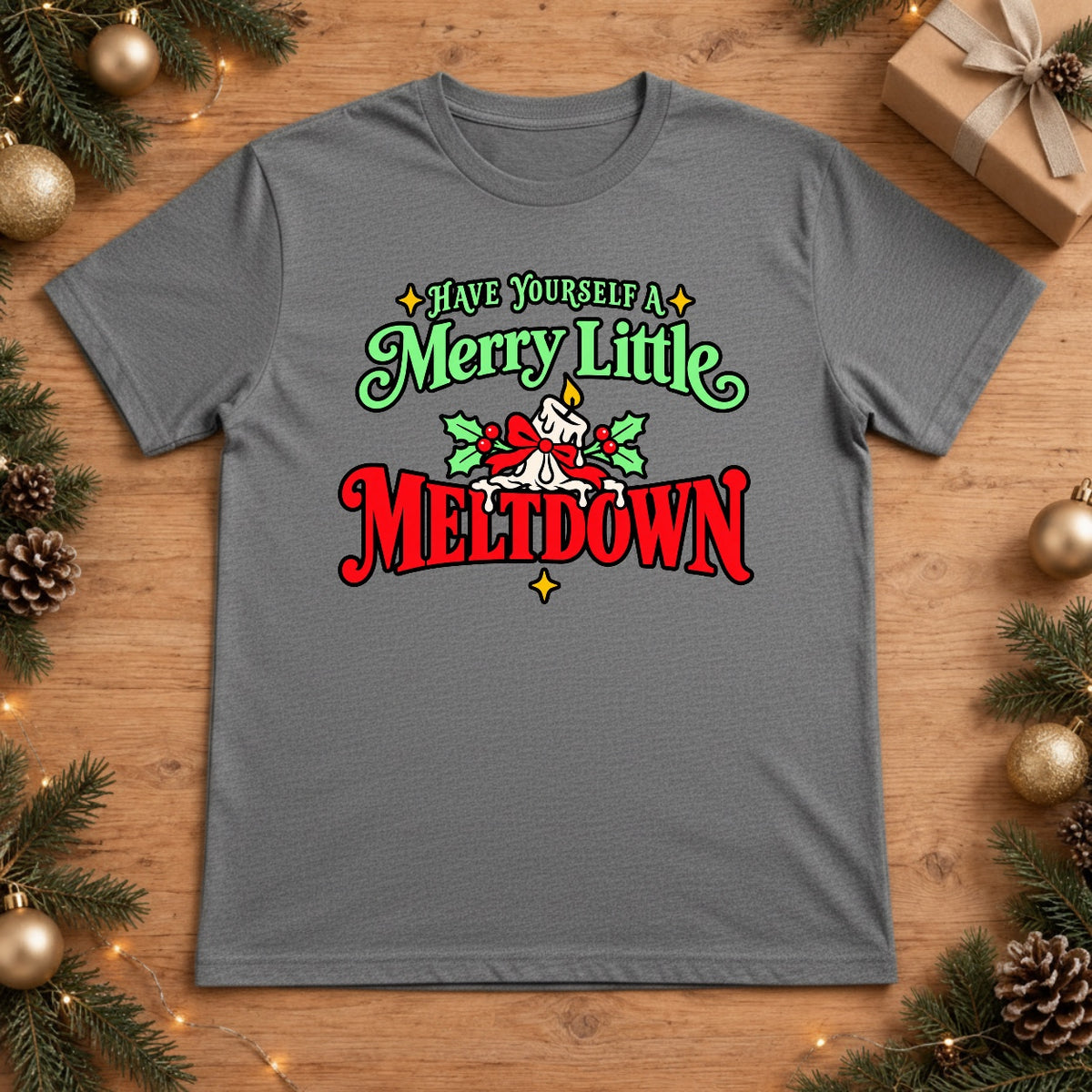Merry Little Meltdown Christmas T-Shirt - Grey