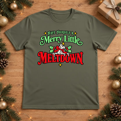 Merry Little Meltdown Christmas T-Shirt - Moss