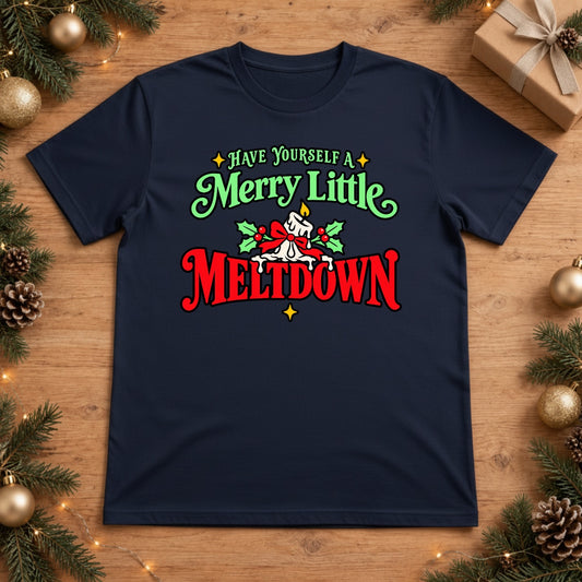 Merry Little Meltdown Christmas T-Shirt - True Navy