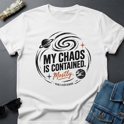 My Chaos is Contained. Mostly. Graphic T-Shirt - Youniverses Cosmic Apparel - Youniverses