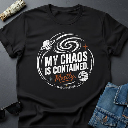My Chaos is Contained. Mostly. Graphic T-Shirt - Youniverses Cosmic Apparel - Youniverses