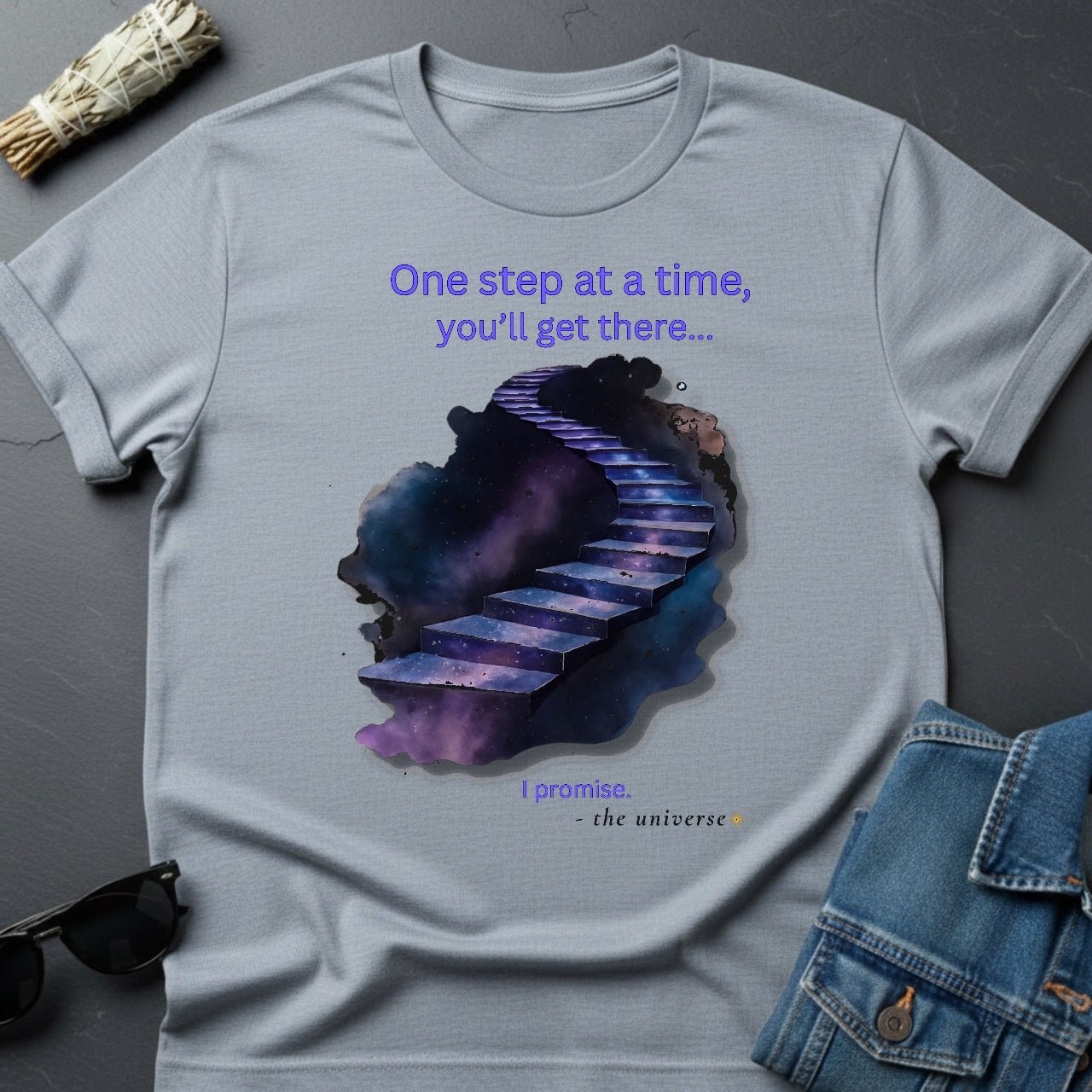 One Step at a Time – Inspirational Graphic T-Shirt | Youniverses - Youniverses