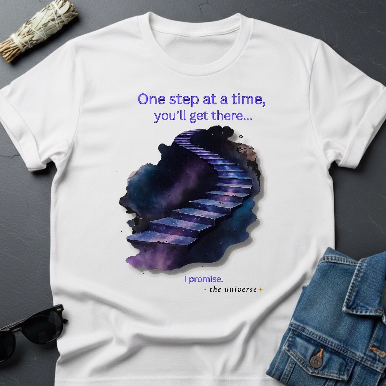 One Step at a Time – Inspirational Graphic T-Shirt | Youniverses - Youniverses