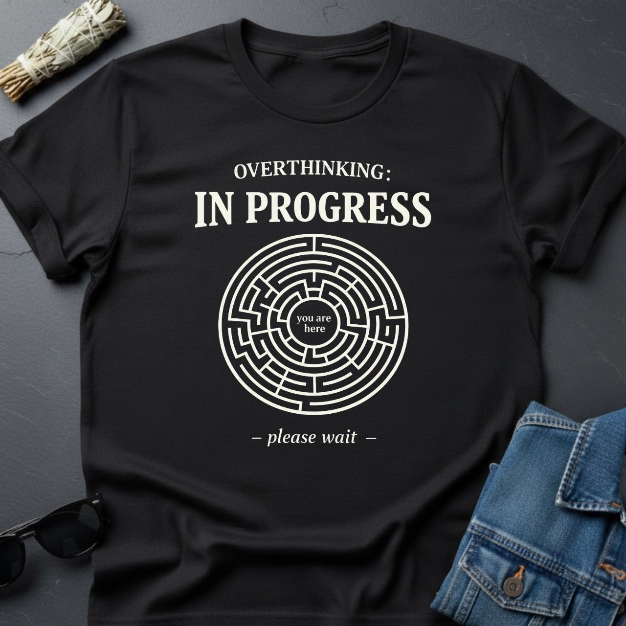 Overthinking In Progress Maze T-Shirt by Youniverses - Youniverses