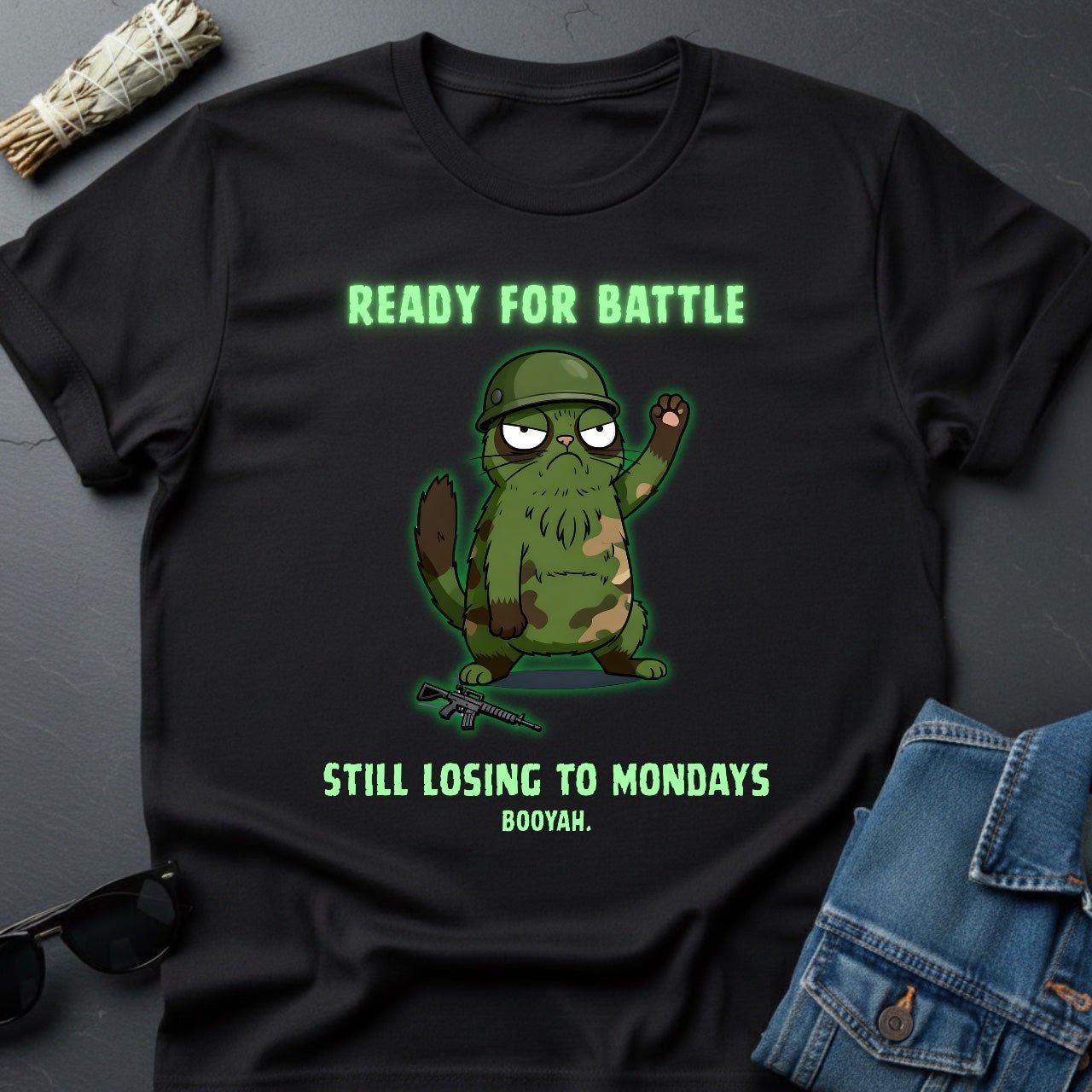 Ready for Battle, Still Losing to Mondays – Graphic T-Shirt | Youniverses - Youniverses