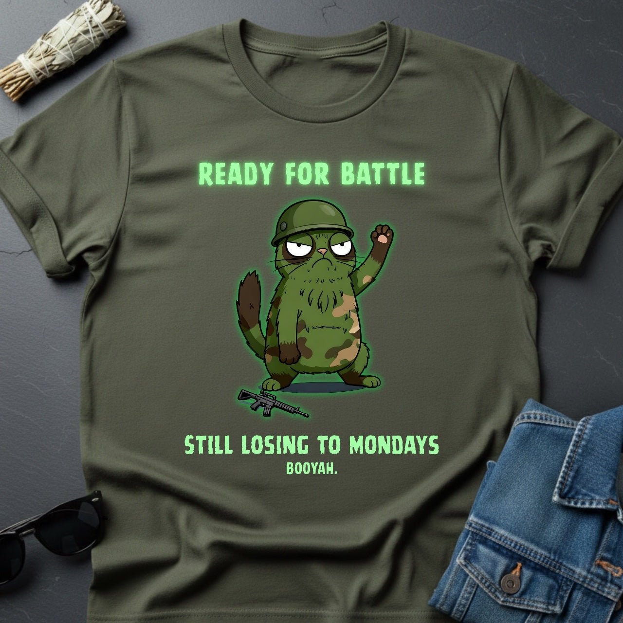 Ready for Battle, Still Losing to Mondays – Graphic T-Shirt | Youniverses - Youniverses