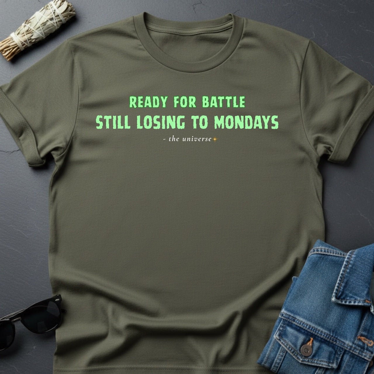 Ready for Battle, Still Losing to Mondays – Sarcastic T-Shirt | Youniverses - Youniverses