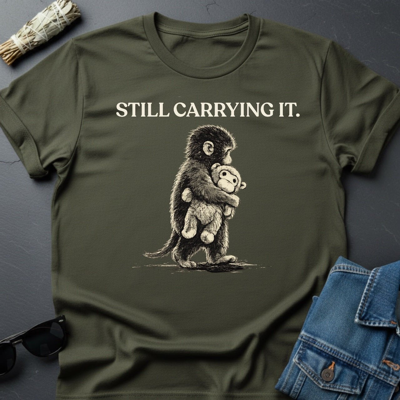 Still Carrying It – Punch Japanese Snow Monkey Graphic T-Shirt by Youniverses - Youniverses
