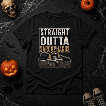 Straight Outta Sarcophagus Egyptian Pharaoh Skeleton T-Shirt - Youniverses