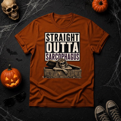 Straight Outta Sarcophagus Egyptian Pharaoh Skeleton T-Shirt - Youniverses