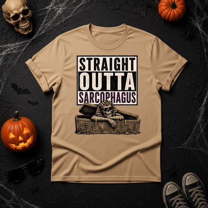 Straight Outta Sarcophagus Egyptian Pharaoh Skeleton T-Shirt - Youniverses