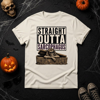 Straight Outta Sarcophagus Egyptian Pharaoh Skeleton T-Shirt - Youniverses