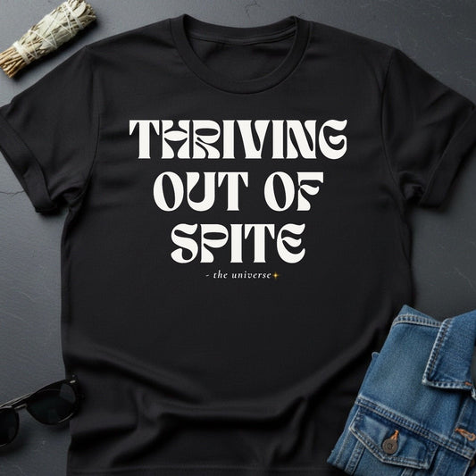 Thriving Out of Spite Graphic Tee - Faded White Garment - Dyed T-Shirt - Youniverses