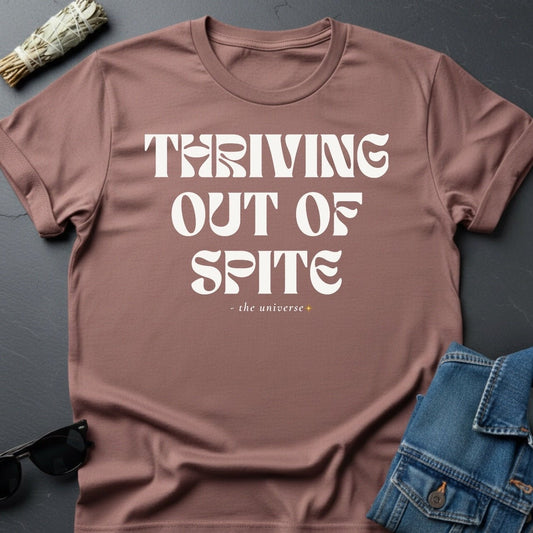 Thriving Out of Spite Graphic Tee - Faded White Garment - Dyed T-Shirt - Youniverses